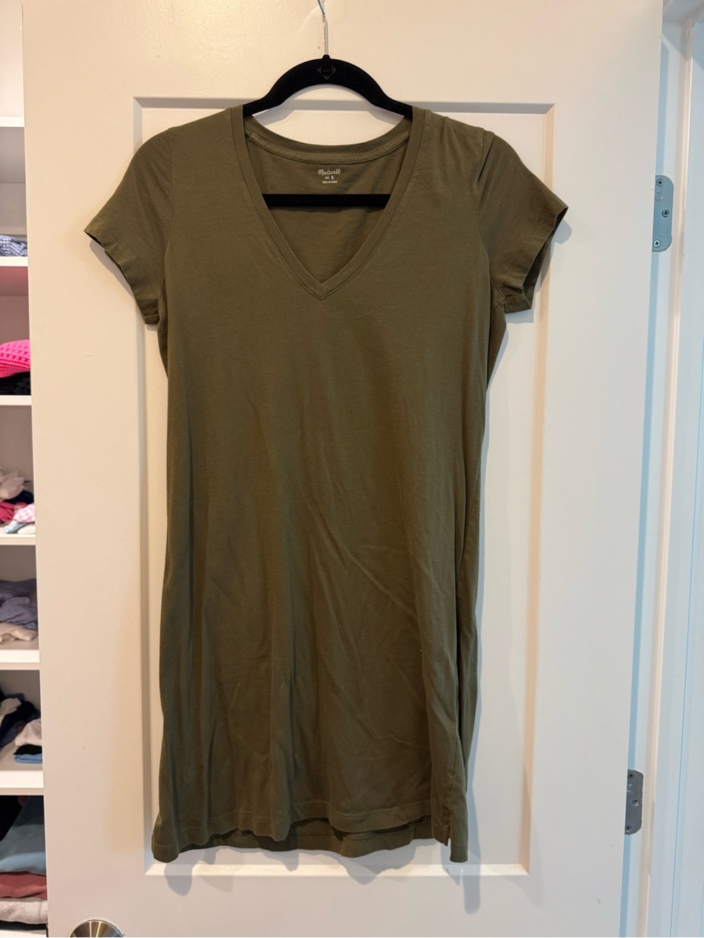 Madewell Olive Green V-Neck Tee Dress